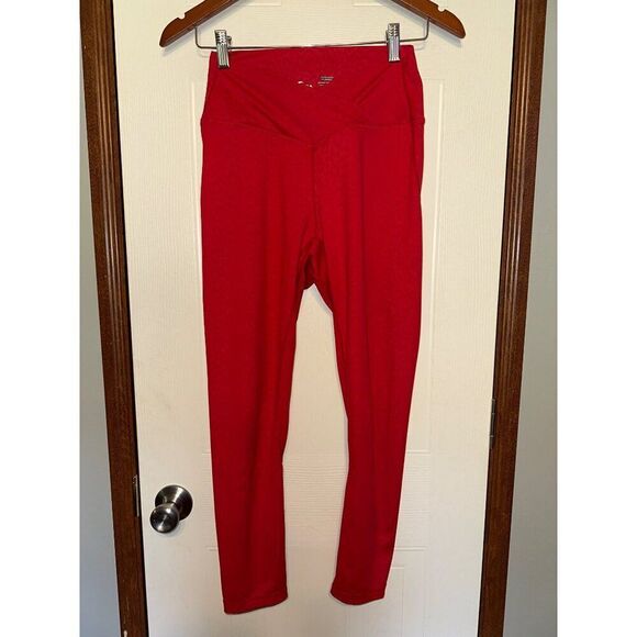 Zyia Light N Tight Cross Front Red Leopard Ruched Back Hi-Rise Leggings Sz 8-10 - Picture 6 of 16